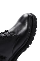 Men's Black Lace-Up Leather Zippered Casual Boots | Derimod