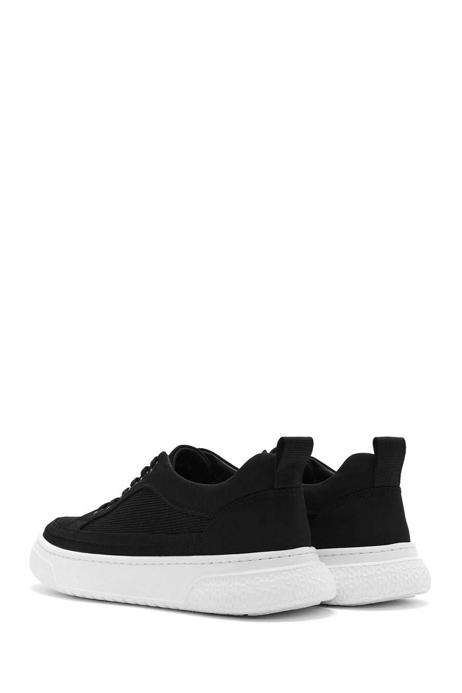 Men's Black Lace-Up Thick Sole Sneaker