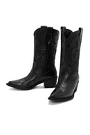 Women's Black Leather Cowboy Boots | Derimod
