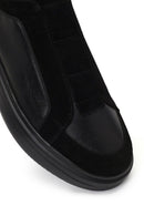 Men's Black Thick-Soled Leather Sneaker | Derimod