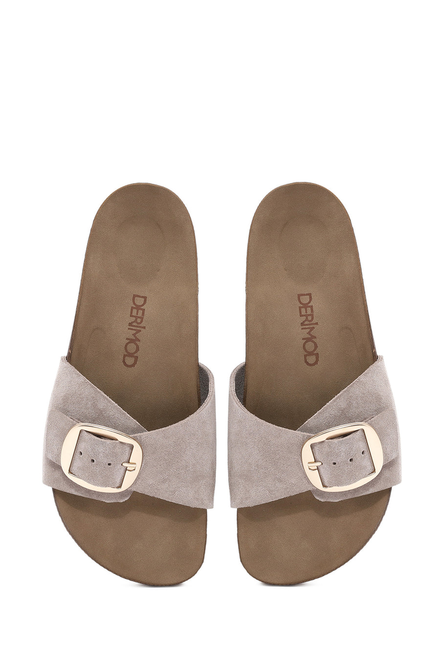Women's Mink Buckled Suede Leather Slippers