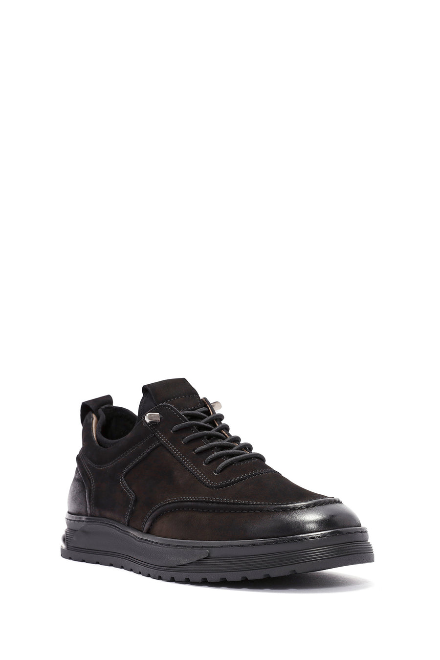 
Men's Black Lace-Up Suede Leather Casual Shoes
