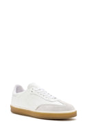 Men's White Lace-up Leather Sneaker | Derimod