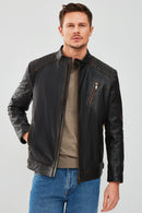New Durant Erkek Siyah Slim-Fit Vintage Deri Mont | Derimod