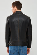 New Durant Erkek Siyah Slim-Fit Vintage Deri Mont | Derimod