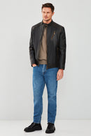 New Durant Erkek Siyah Slim-Fit Vintage Deri Mont | Derimod
