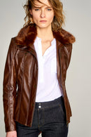 Rebecca Women's Leather Jacket | Derimod