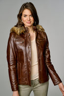 Elena Women's Leather Jacket | Derimod