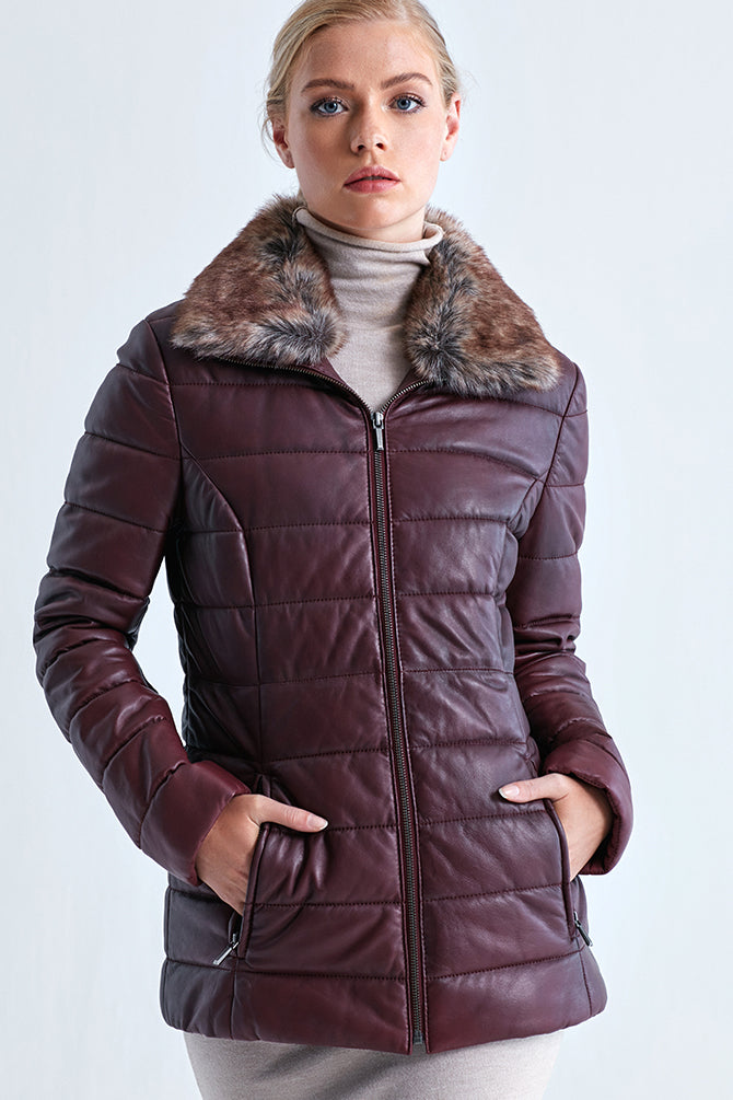 Emmy Furry Women's Leather Jacket 16WGE534247 | Derimod