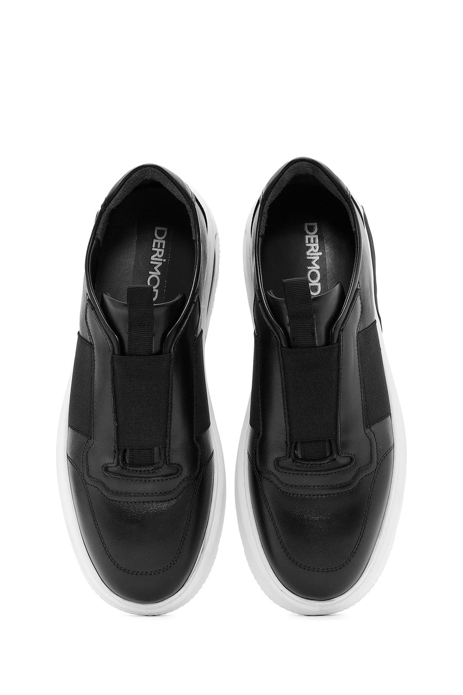Erkek Siyah Bağcıklı Deri Sneaker