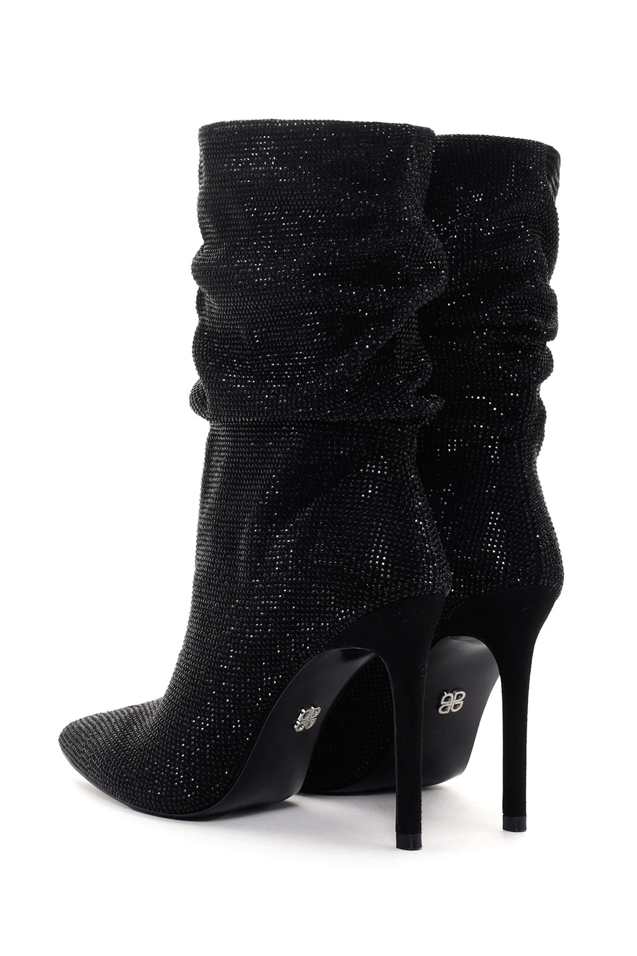 Women's Black Thin Heeled Stone Boots