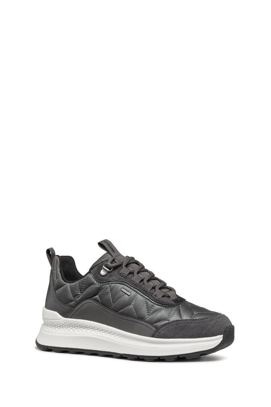 Geox Woman Grey Laced Thick Soled Fabric Sneakers