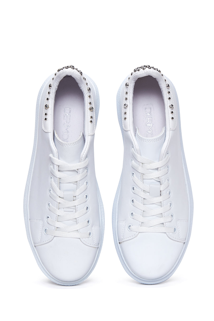Women's White Stone Thick Soled Sneaker