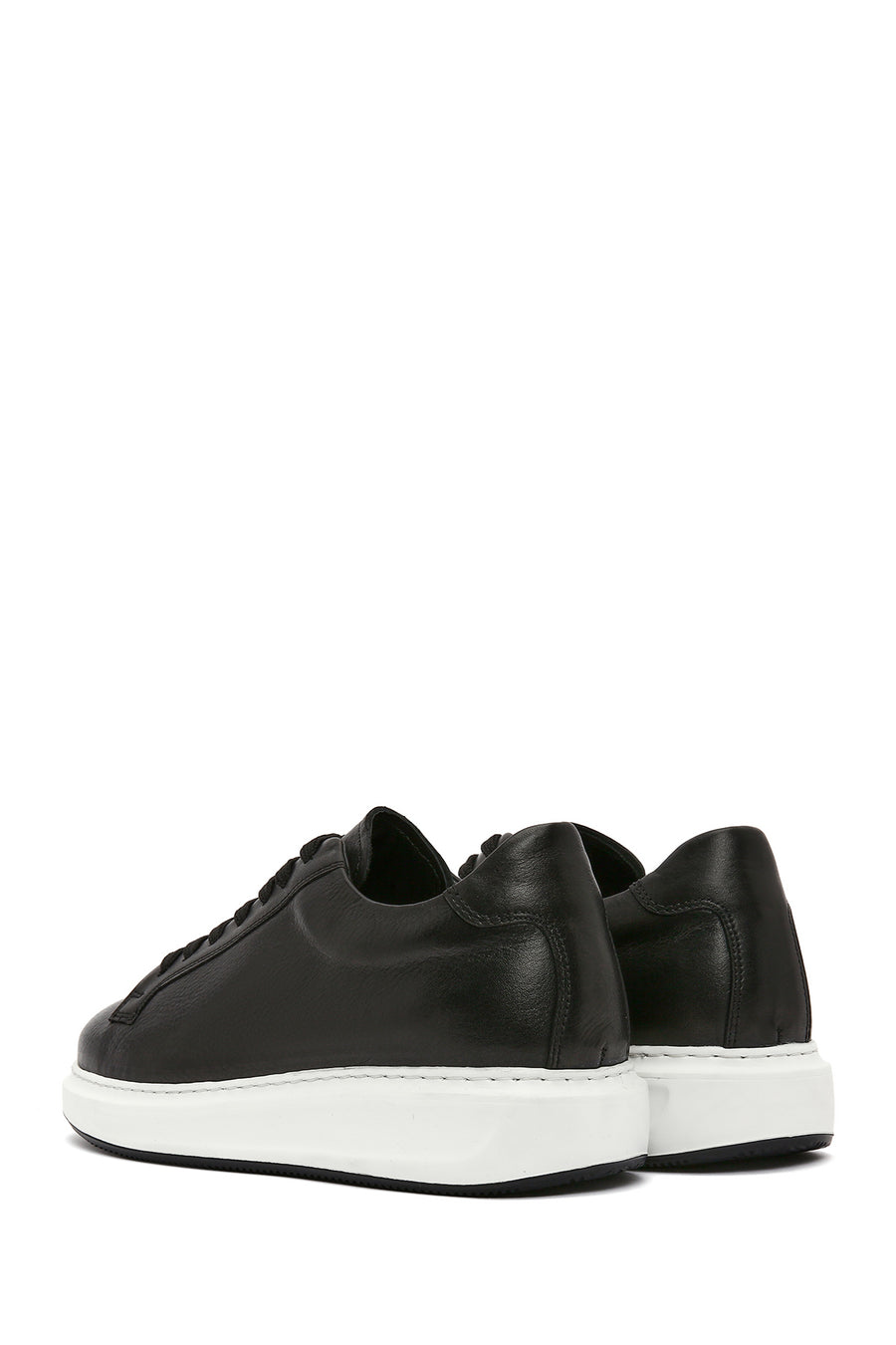 Men's Black Lace-up Leather Sneaker