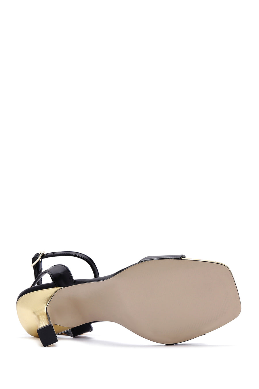 Women's Black Ankle Strap Heeled Sandals