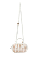 Woman White Long-Strap Braided Mini Shoulder Bag | Derimod
