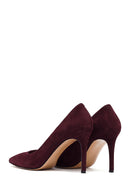 Woman Burgundy Thin-Heeled Suede Stiletto | Derimod