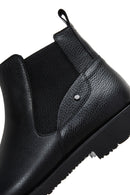 Men's Black Leather Chelsea Flat Boots | Derimod