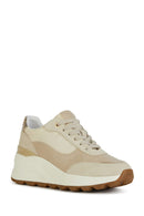 Geox Women's Beige Spherica Ec11 Thick Soled Lace-up Leather Sneaker | Derimod