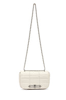 Women's Cream Long Strap Quilted Mini Crossbody Bag | Derimod
