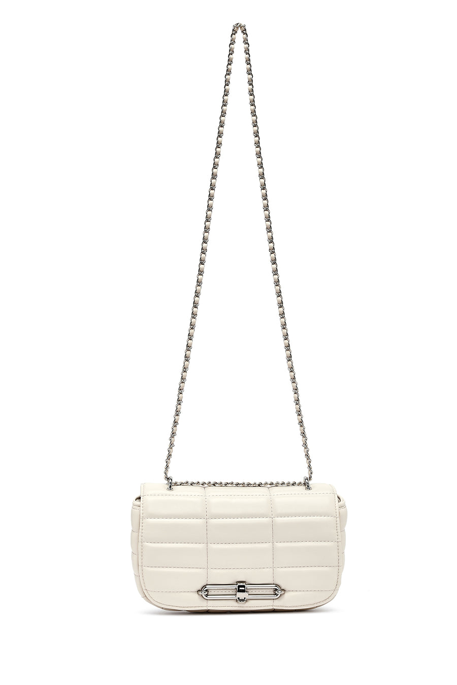 Women's Cream Long Strap Quilted Mini Crossbody Bag