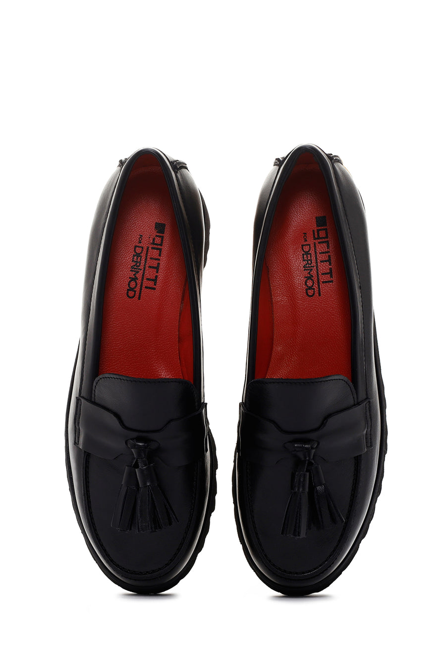 Derimod Gritti Women's Black Leather Masculine Loafer