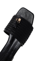 Women's Black Patterned Slippers | Derimod