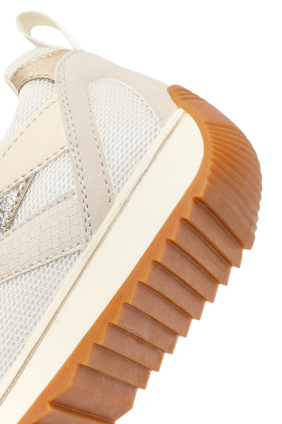 Women's Beige Lace-Up Sneakers