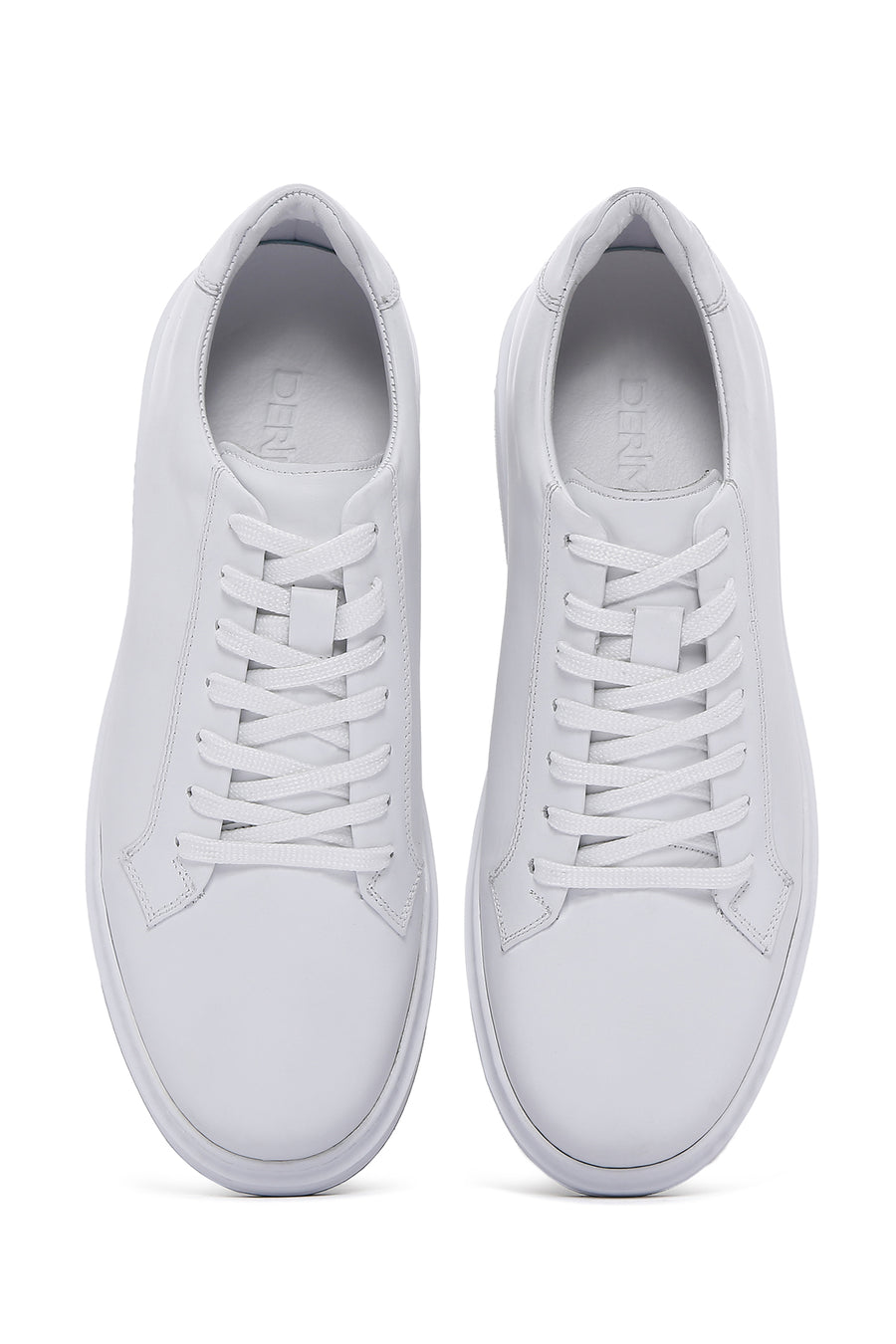 Men's White Lace-Up Leather Sneakers