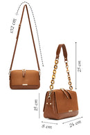 Woman Tan Chain-Strap Suede Crossbody Bag | Derimod