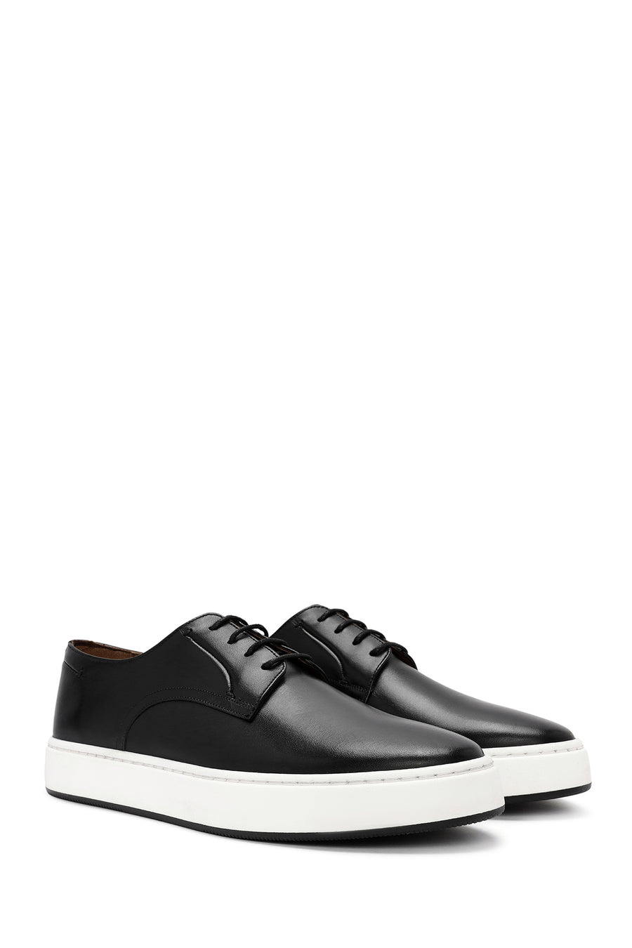 Men's Black Lace-up Leather Sneaker