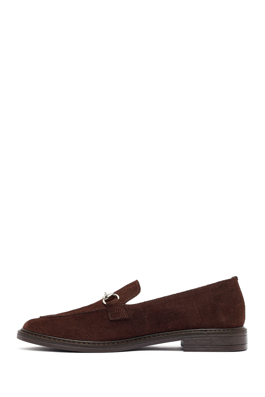 Woman Brown Buckled Suede Loafer