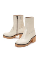 Women's Leather Zippered Heeled Boots | Derimod