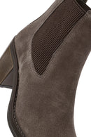 Woman Mink Heeled Suede Cowboy Boots | Derimod