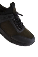 Men's Khaki Lace-Up Nubuck Leather Sneaker | Derimod