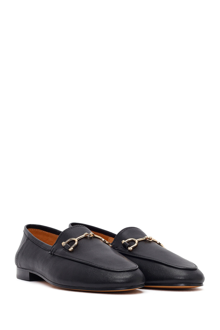 Women's Black Buckle Leather Loafer