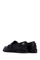 Woman Black Buckled Leather Masculine Loafer | Derimod