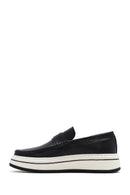 Erkek Siyah Kalın Tabanlı Deri Casual Loafer | Derimod