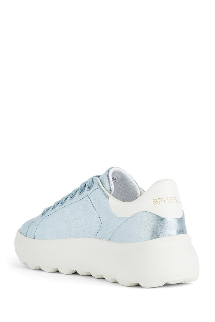 Geox Women's Blue Spherica Ec4.1 Lace-Up Leather Sneaker