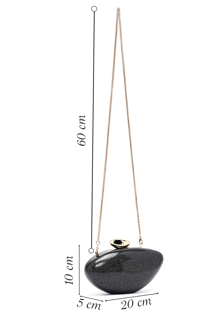 Women's Black Long Chain Strap Mini Evening Box Bag