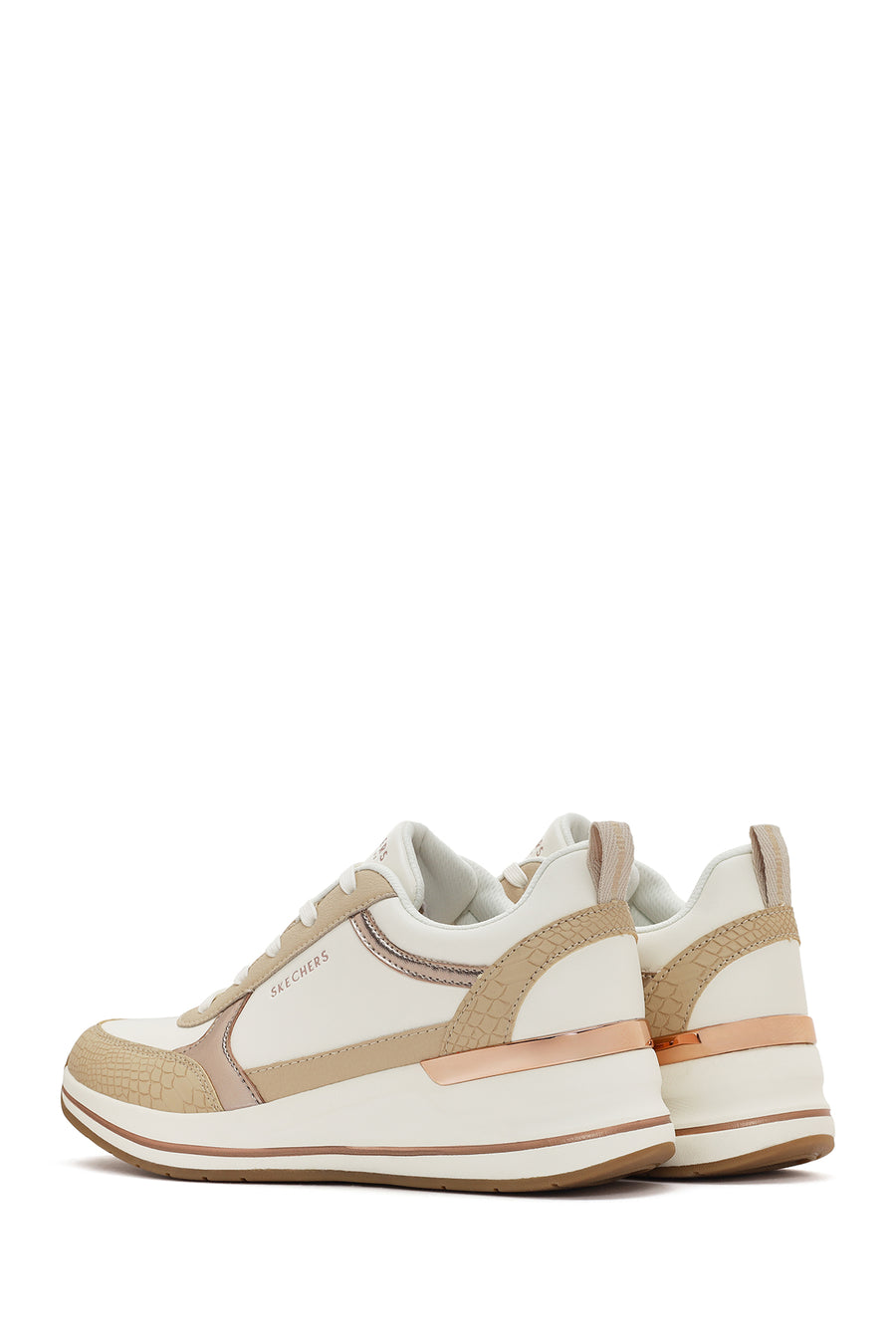 Skechers Women's White Billion 2 - Fine Shine Lace-Up Sports Sneaker