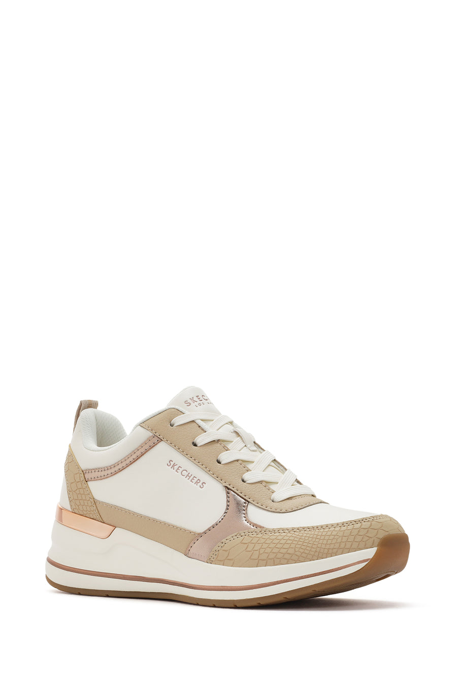 Skechers Women's White Billion 2 - Fine Shine Lace-Up Sports Sneaker