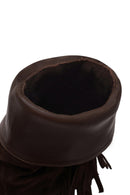 Woman Brown Chunky-Heeled Suede Cowboy Boots | Derimod