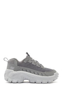Caterpillar Men's Grey Intruder Essential Lace-Up Chunky Sole Leather Sneaker | Derimod