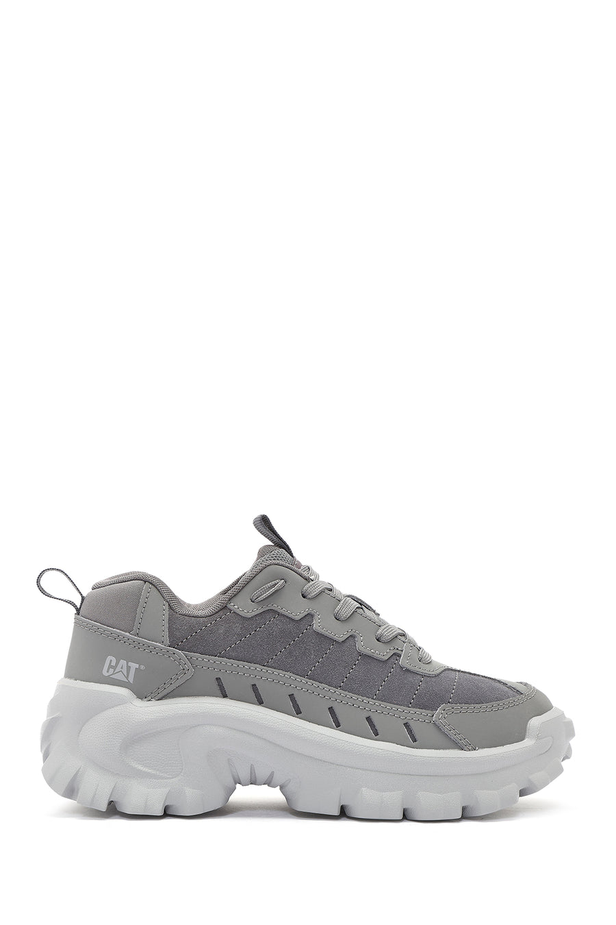 Caterpillar Men's Grey Intruder Essential Lace-Up Chunky Sole Leather Sneaker 015M101412 | Derimod