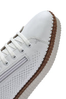 Women's White Lace-up Thick-Sole Leather Sneaker | Derimod