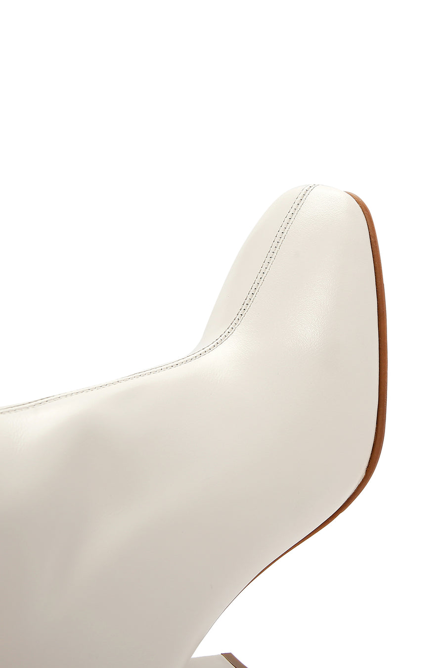 Women's Beige Leather Heeled Classic Boots