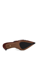 Woman Burgundy Slingback Stiletto Suede Shoes | Derimod