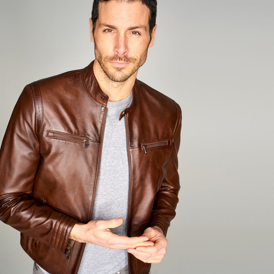 SANDRO MEN'S LEATHER JACKET