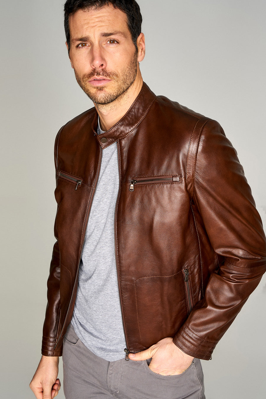 SANDRO MEN'S LEATHER JACKET
